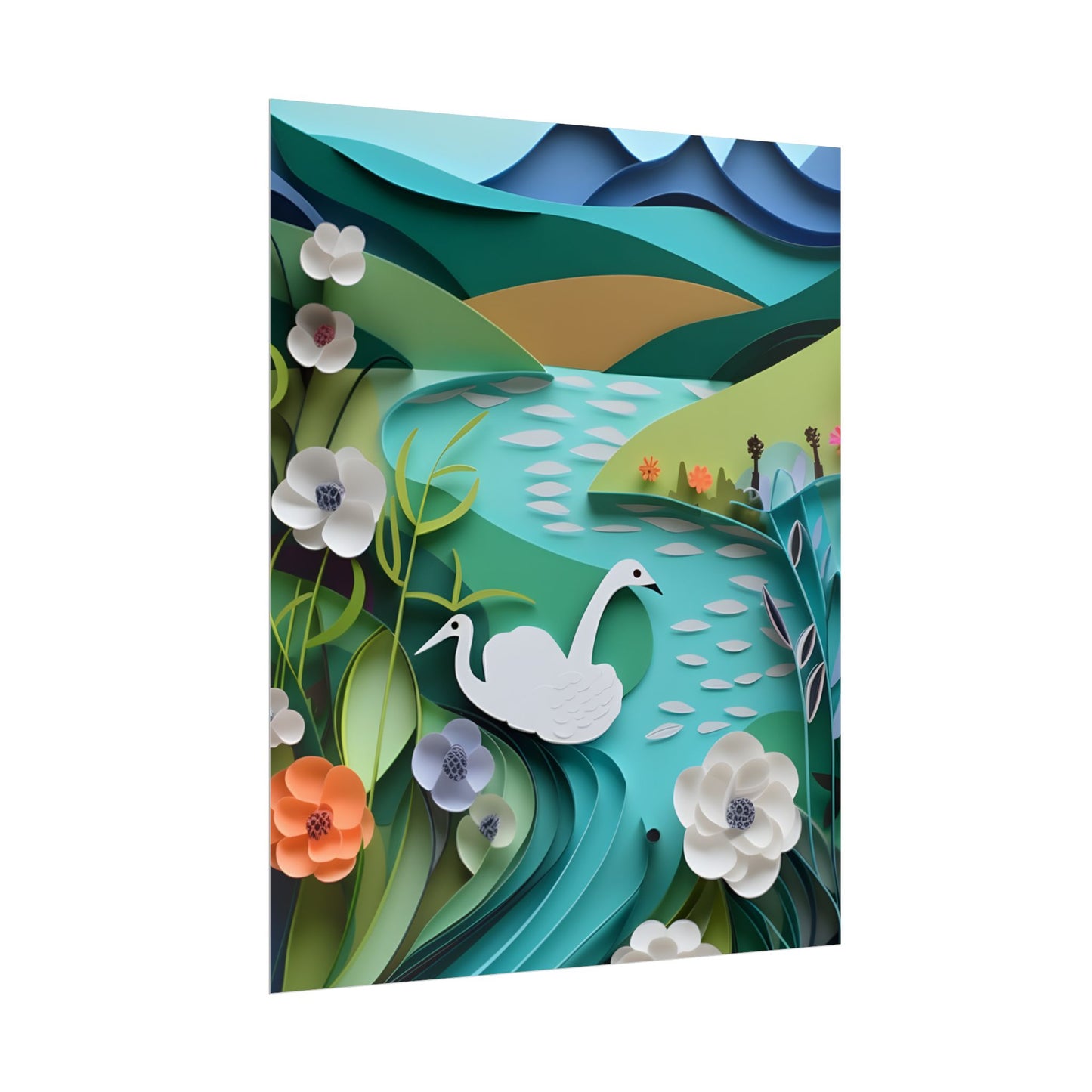 Vibrant Paper Quilling Island: A Beautiful Tropical Landscape - Poster