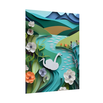 Vibrant Paper Quilling Island: A Beautiful Tropical Landscape - Poster