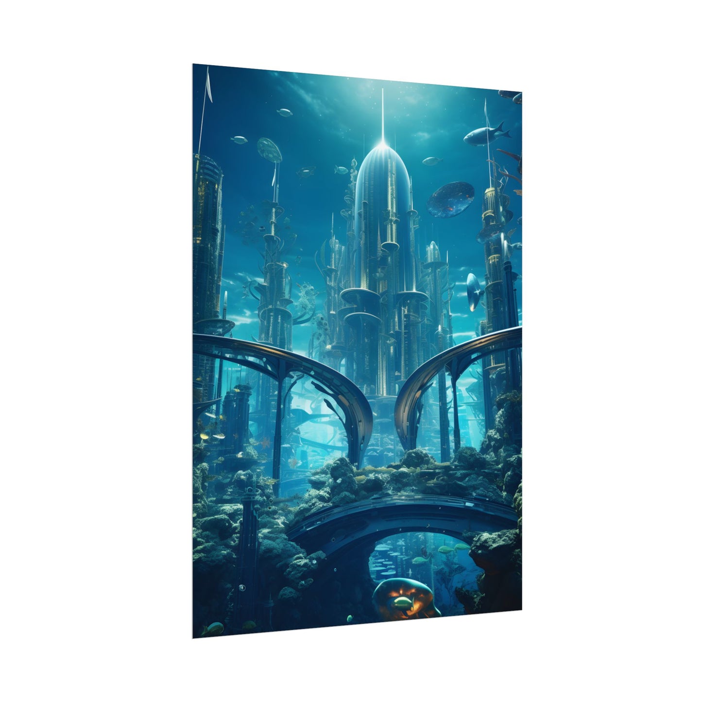 Underwater City of the Future: Sleek Modern Architecture - Poster