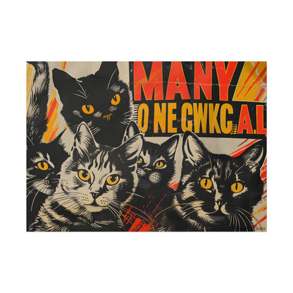Red Cats in Soviet Motion: A Playful Poster Art - Poster