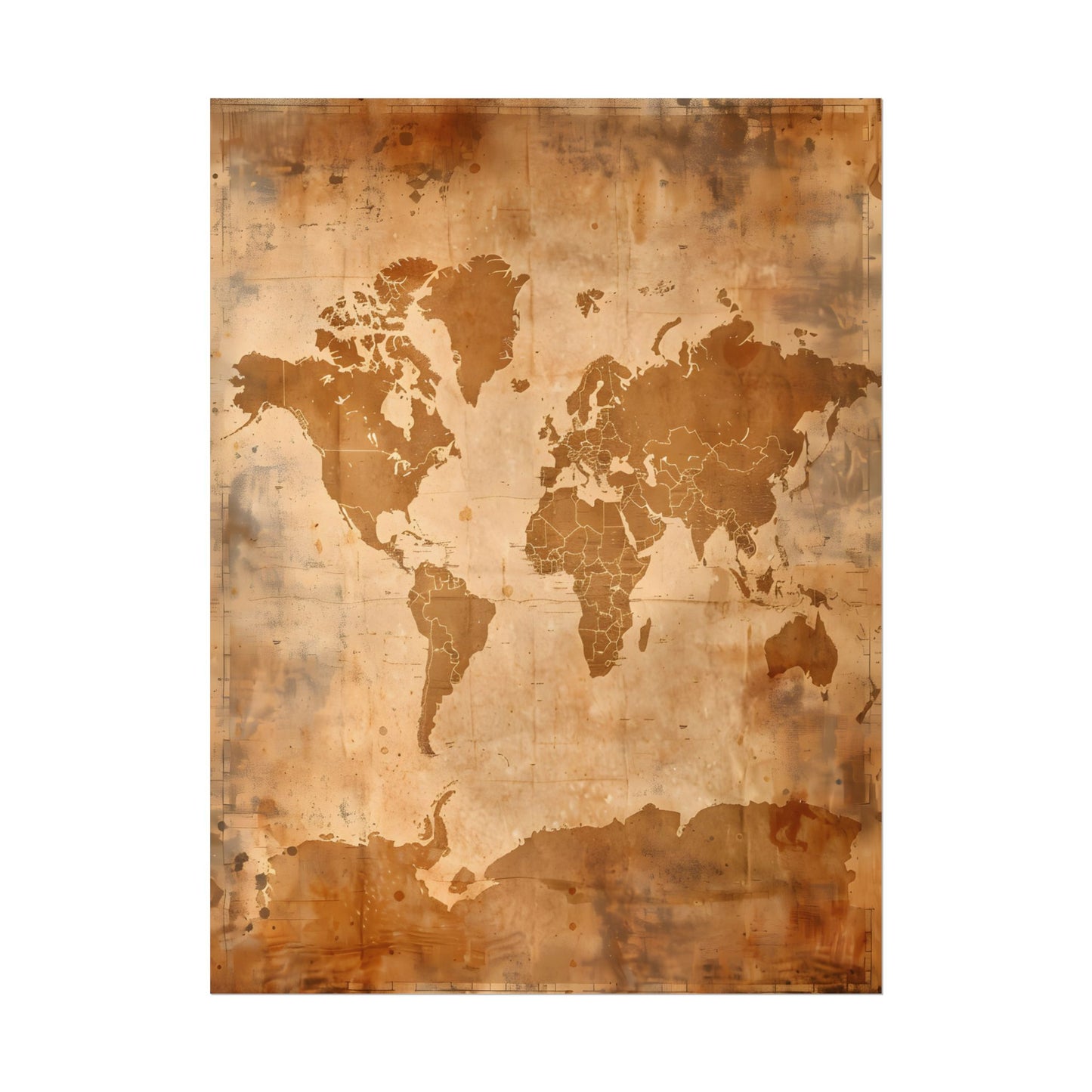 Vintage World Map: Artistic Cartography on Canvas - Poster