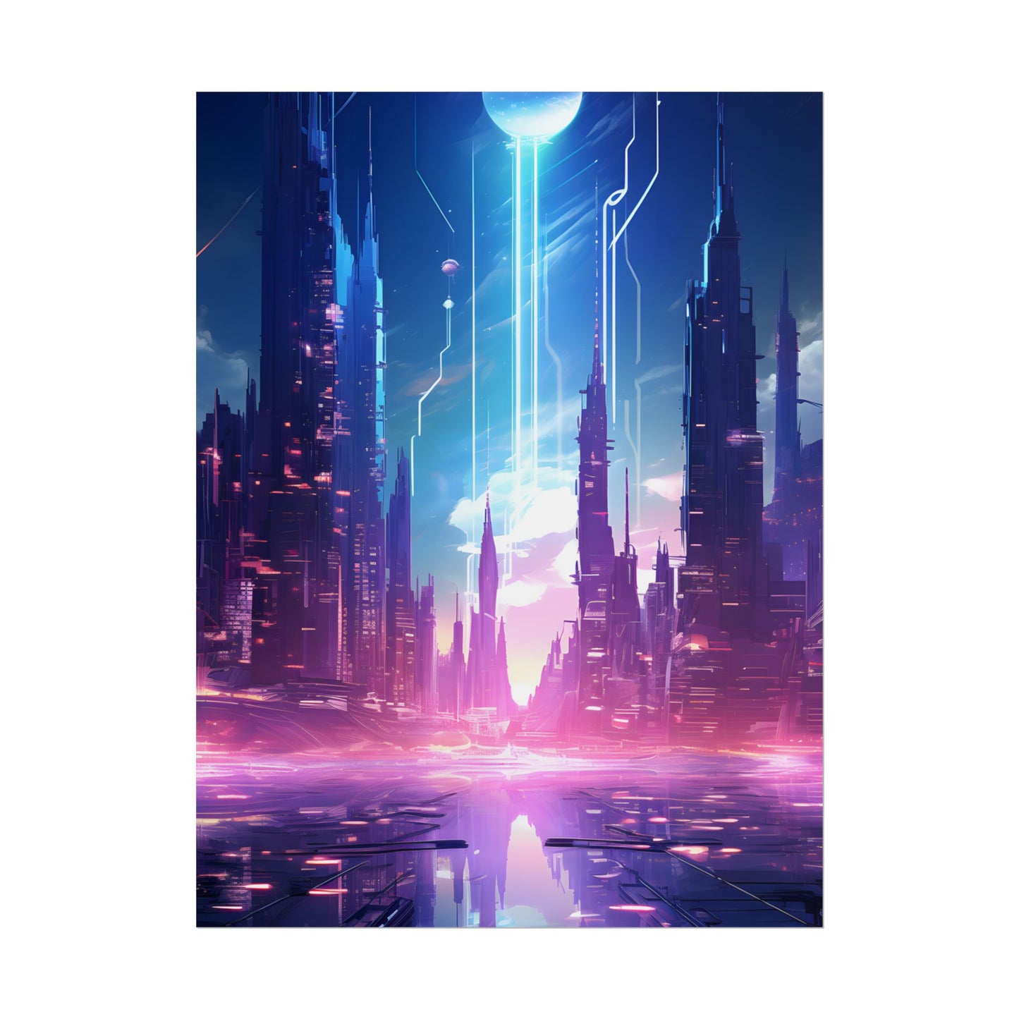 Futuristic Cityscape: Cyberpunk Dreams in a Dystopian World - Poster