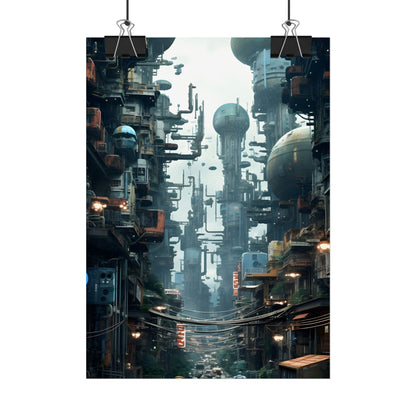 Post-Apocalyptic Ruin: Steampunk Cityscape Art - Poster