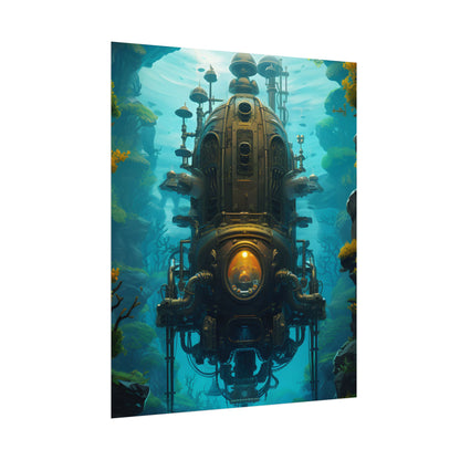 Steampunk Underwater Odyssey: Captain Nemo's Nautilu Submarine Art - Poster