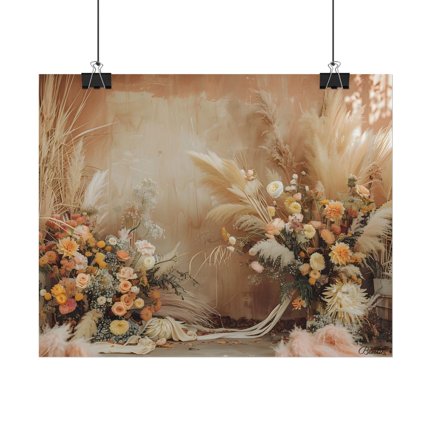 Whimsical Floral Pampas Find: Explore Calming Artwork - Poster