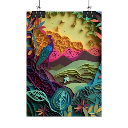 Vibrant Indian Quilling Art: Traditional Landscape Decoration - Poster