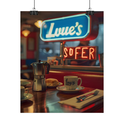 Retro Kitchen Diner Scene: Cozy Coffee Moment - Poster