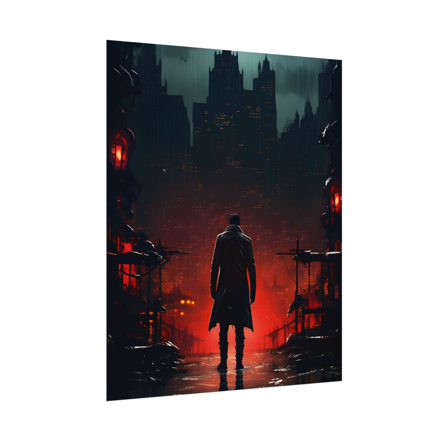 Urban Fantasy Detective: Cityscape at Dusk - Noir Artwork - Poster