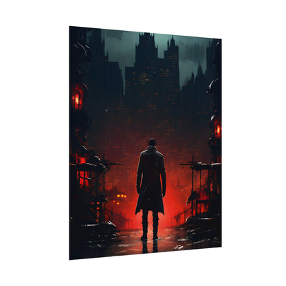 Urban Fantasy Detective: Cityscape at Dusk - Noir Artwork - Poster