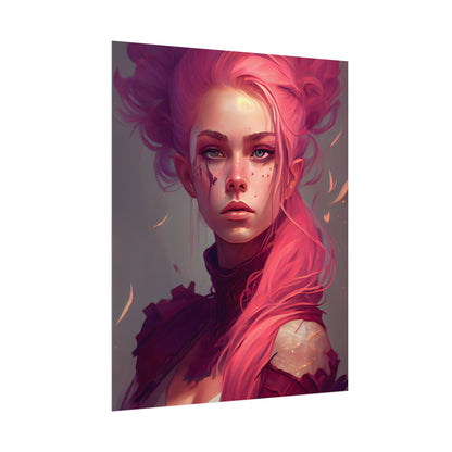 Enigmatic Portrait: Pink Hair in Darkness - Poster