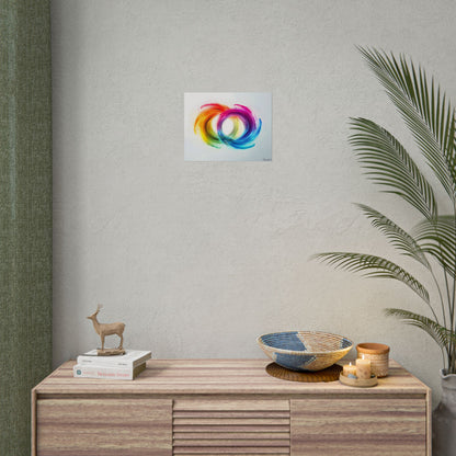 Swirling Colors: Gradient Artwork with Red, Blue, and Yellow Circles - Poster