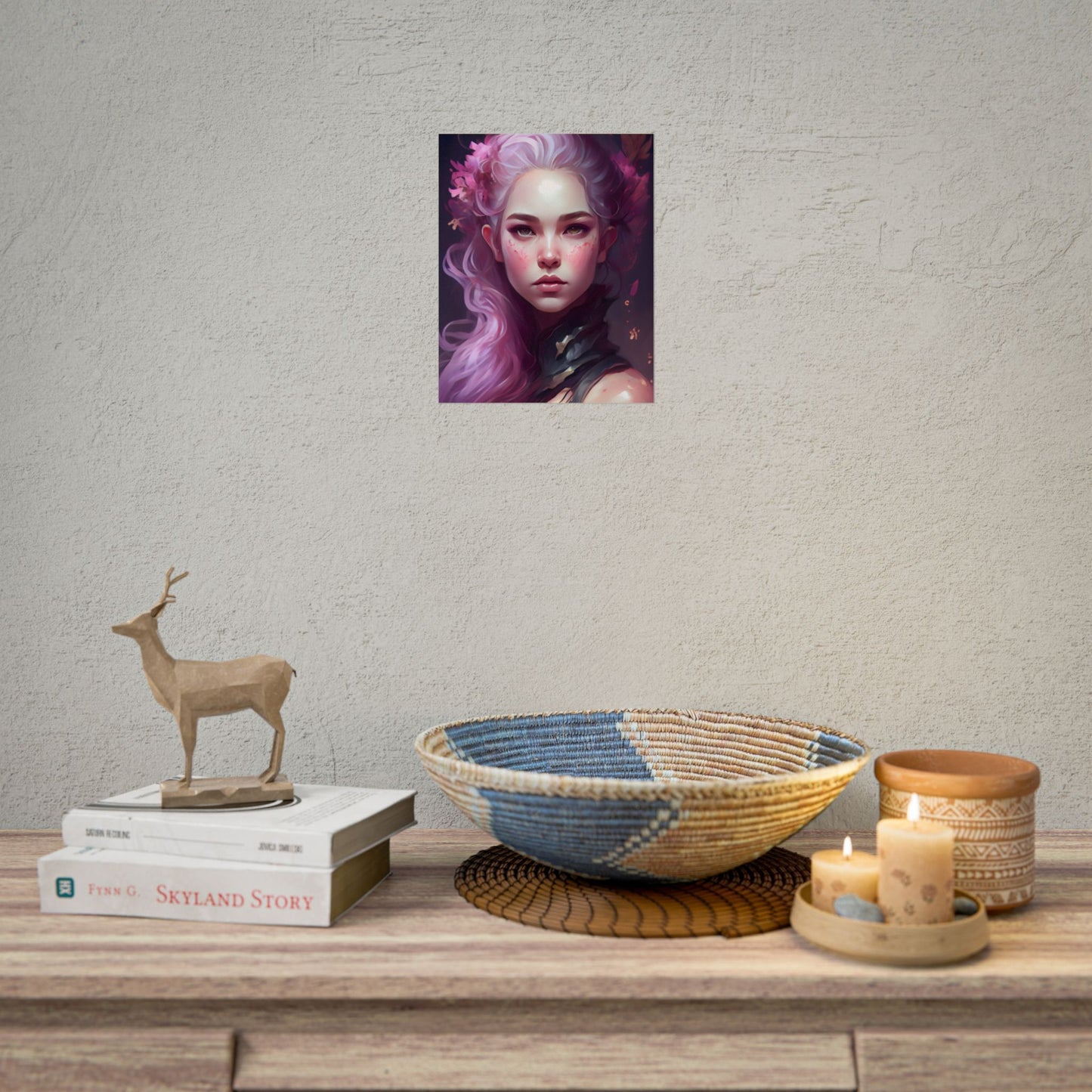 Astonishing Female Portrait with Pink Hair: Dre Artwork - Poster