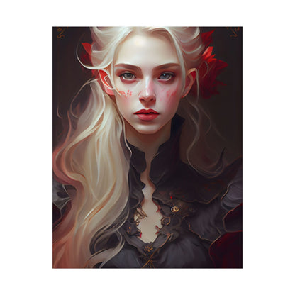 Beautiful Blonde Portrait: A Stunning Female in Black Top - Poster