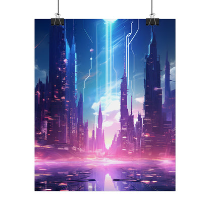 Futuristic Cityscape: Cyberpunk Dreams in a Dystopian World - Poster