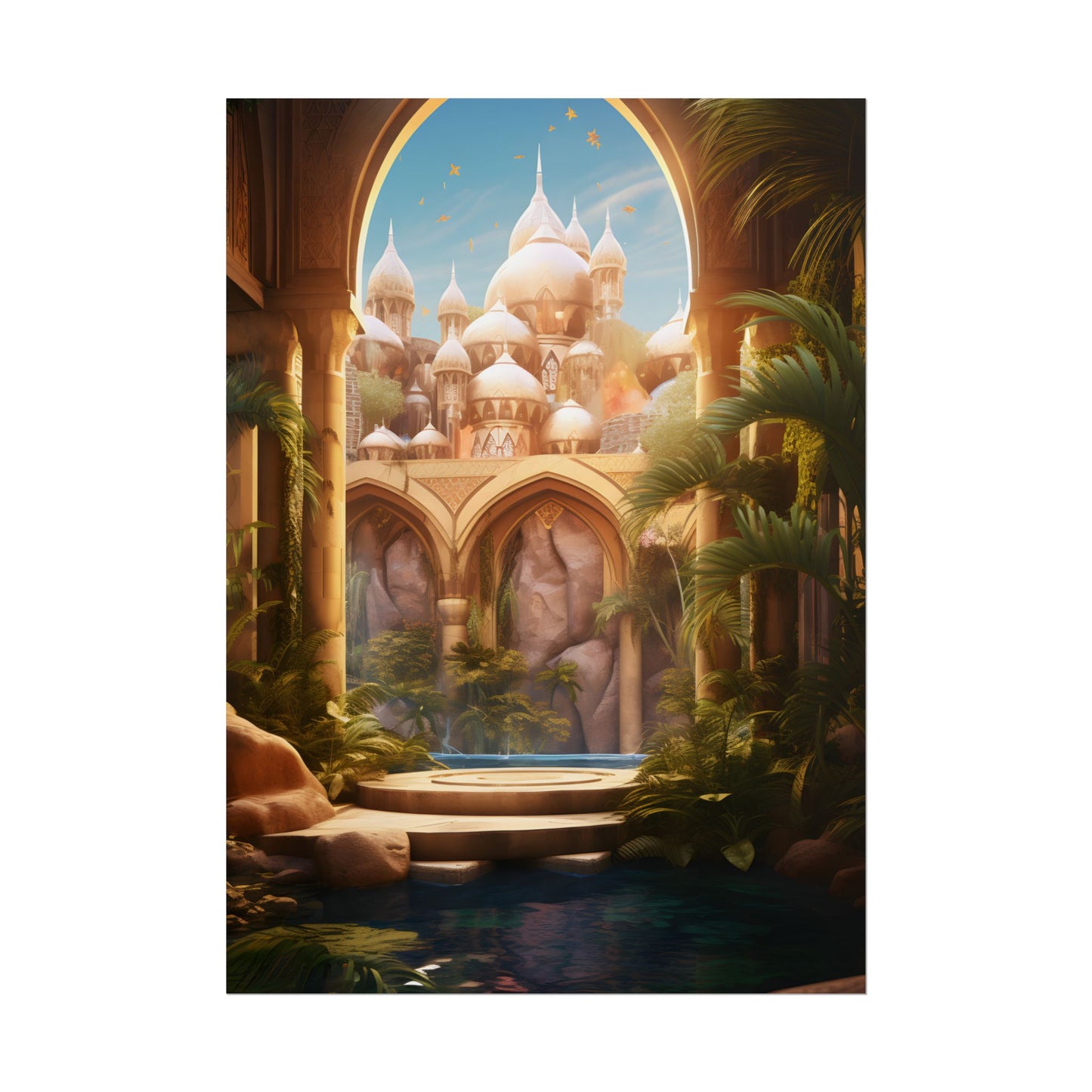 Mythical Desert Oasis: Arabian Nights Inspired Artwork - Poster