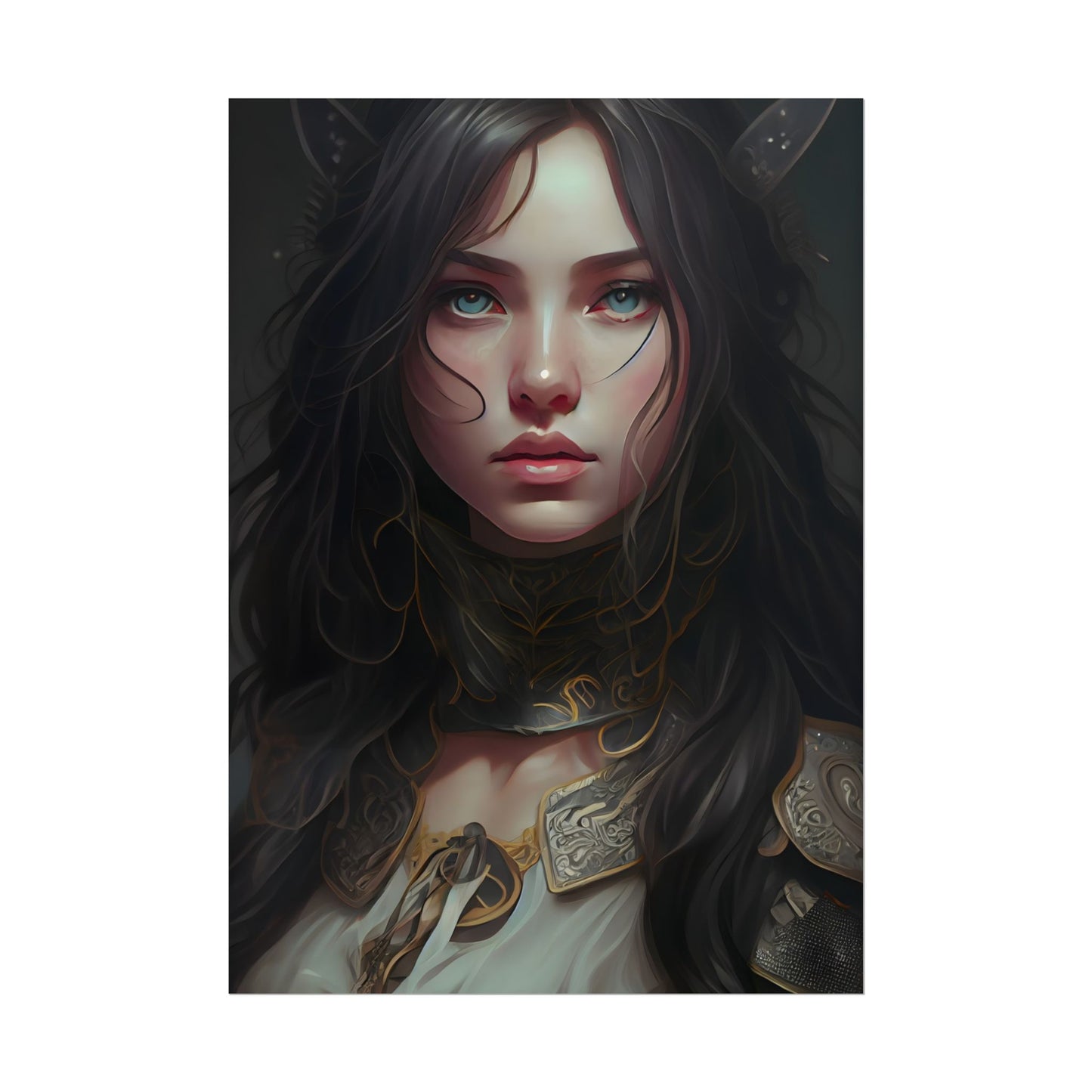 Vibrant Red Portrait: Dynamic Female Artwork - Poster