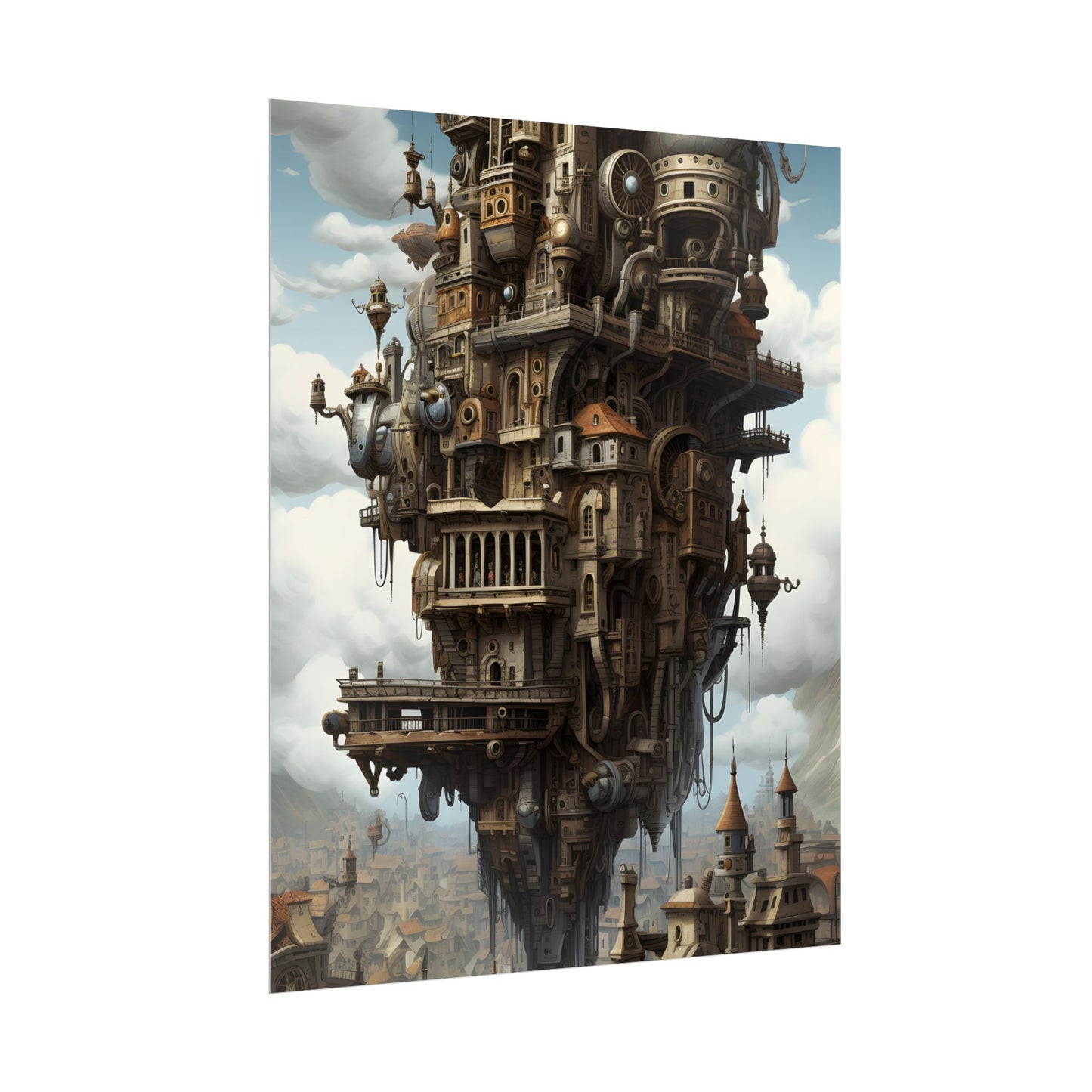 Steampunk Paris Cityscape: Colorful 19th Century Artwork - Poster