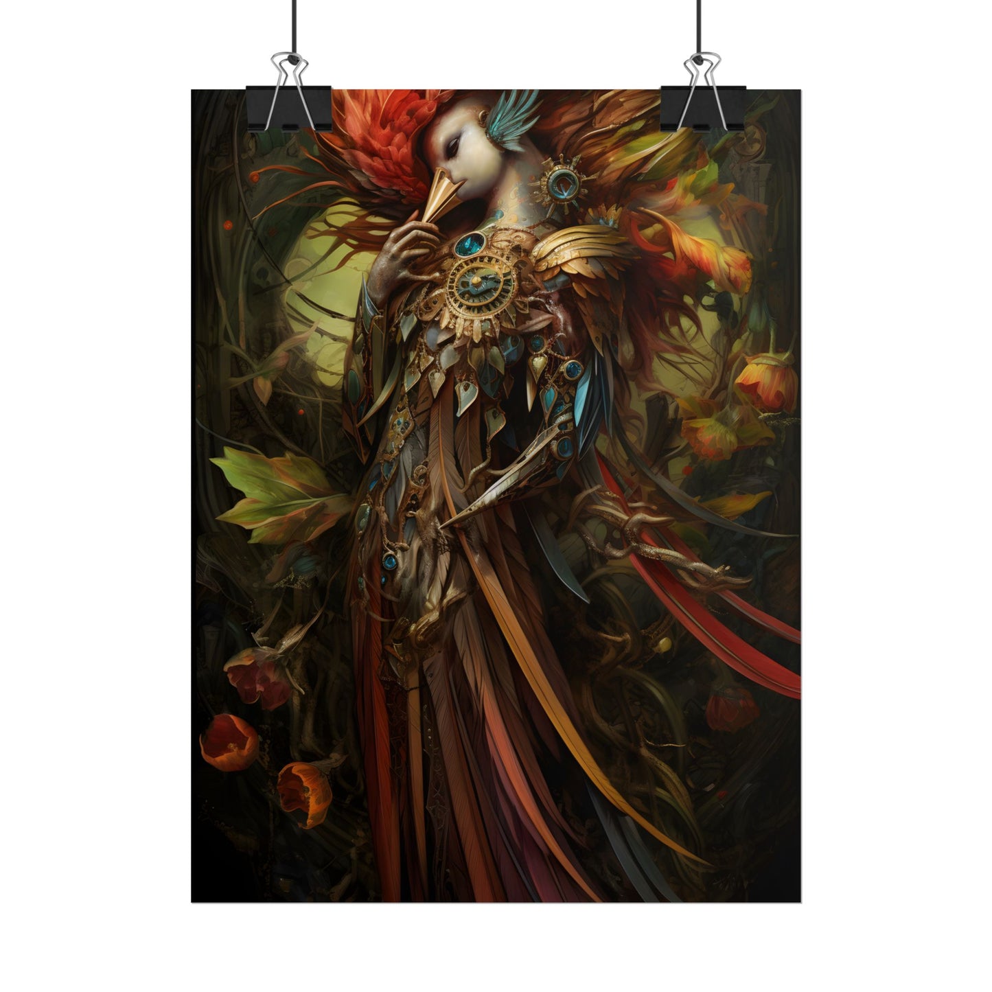 Grand Statue of a Majestic Bird in Serene Setting - Poster