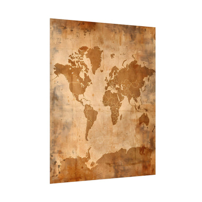 Vintage World Map: Artistic Cartography on Canvas - Poster