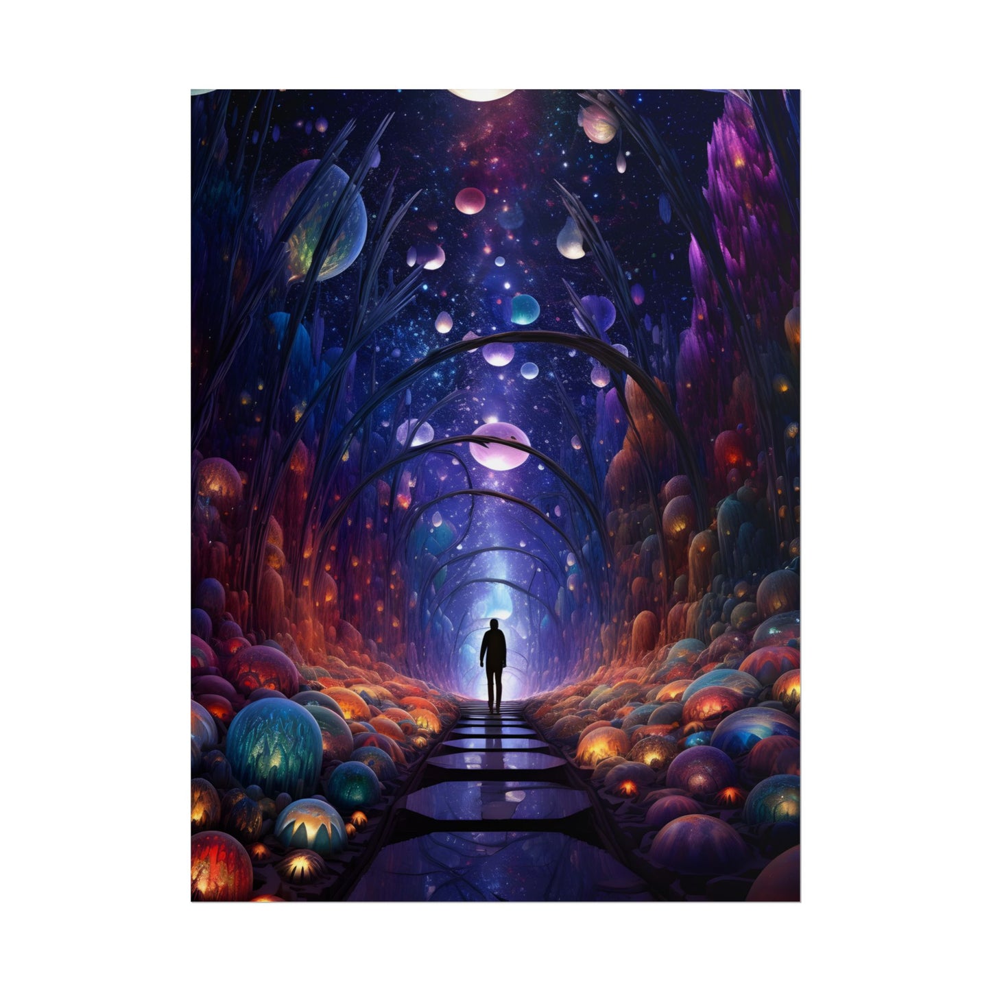 Celestial Art Gallery: Indoor Space with Starry Canvas - Poster