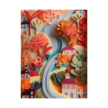 Intricate European Landscape: Paper Quilling Artwork - Poster