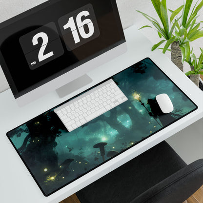 Mystical Forest Sanctuary: Ancient Secrets Revealed - Desk Mat