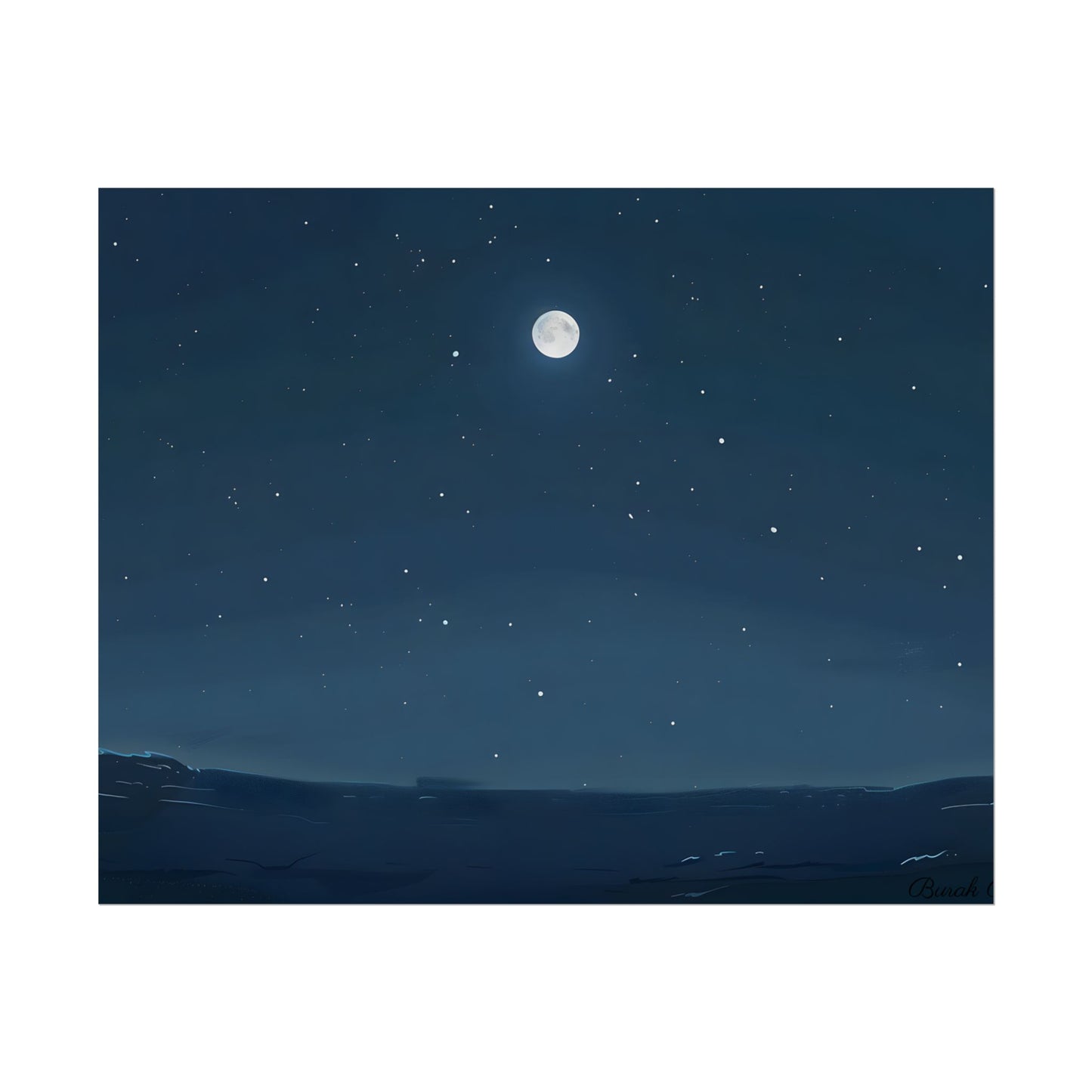 Starry Night Sky: Minimalist Beauty in Blue - Poster