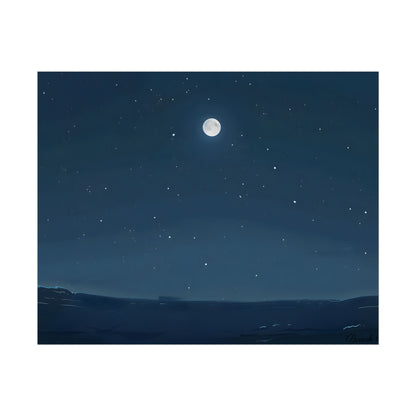 Starry Night Sky: Minimalist Beauty in Blue - Poster