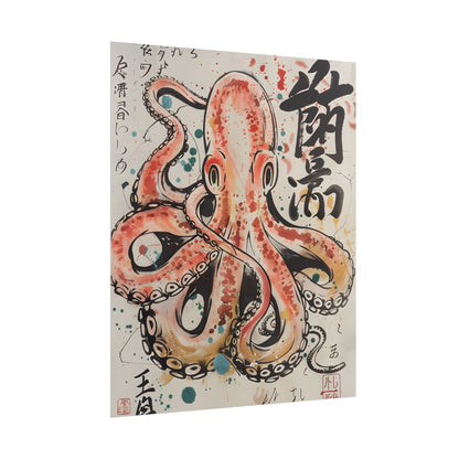 Traditional Japanese Octopus Artwork: Ukiyo-e Print - Poster
