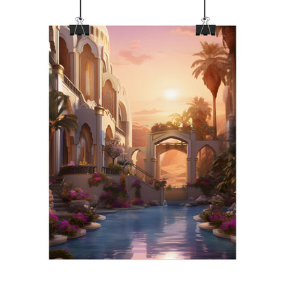 Desert Oasis Serenity: Arabian Nights-Inspired Artwork - Poster