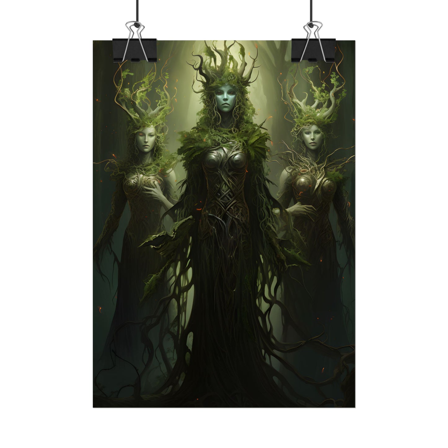 Mystical Forest Guardians: Ancient Tree Spirits Digital Art - Poster