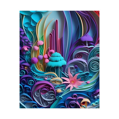 Vibrant Beach Landscape: Paper Quilling Artwork - Poster