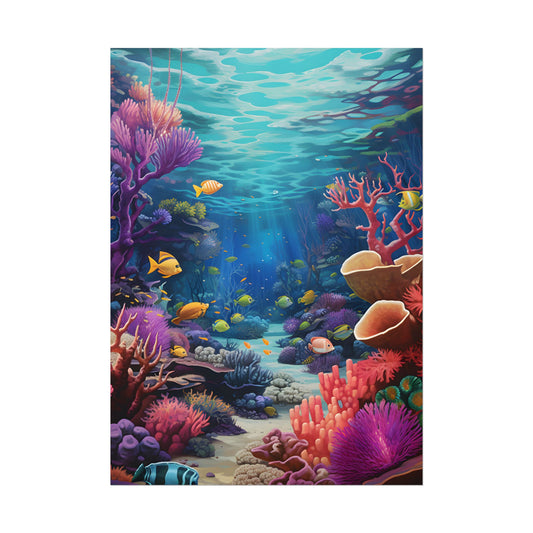 Vibrant Coral Reef Sanctuary: Teeming Ocean Life - Poster