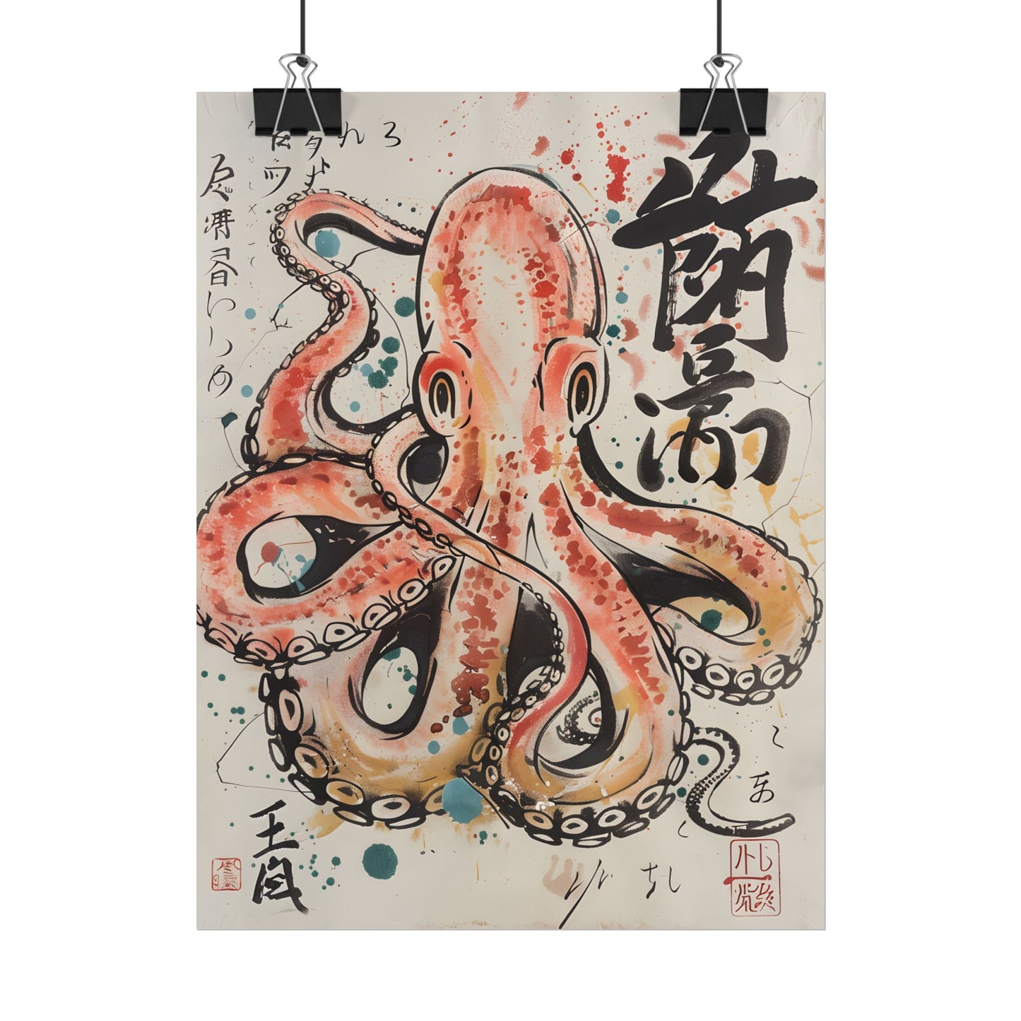 Traditional Japanese Octopus Artwork: Ukiyo-e Print - Poster