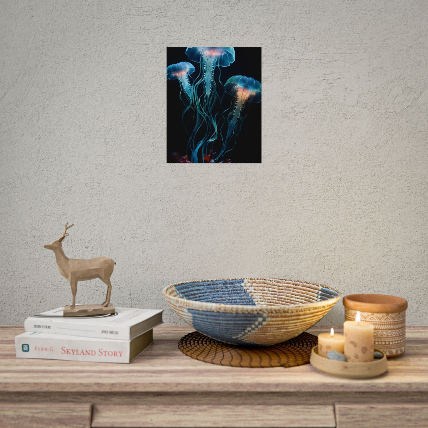 Bioluminescent Oceanic Ballet: Ethereal Underwater Dance - Poster