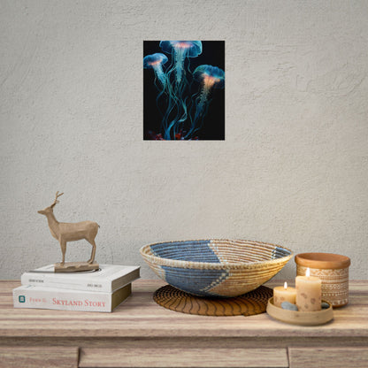 Bioluminescent Oceanic Ballet: Ethereal Underwater Dance - Poster