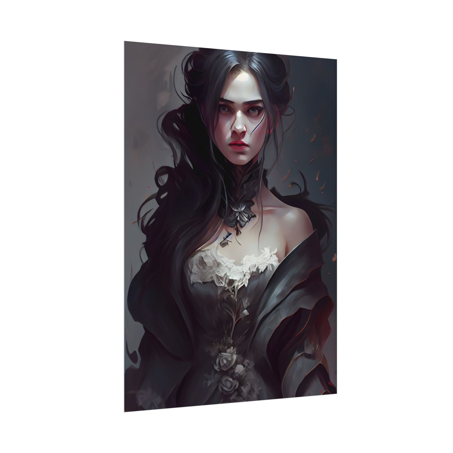 Black Haired Female Portrait: Elegant Outdoor Beauty - Poster
