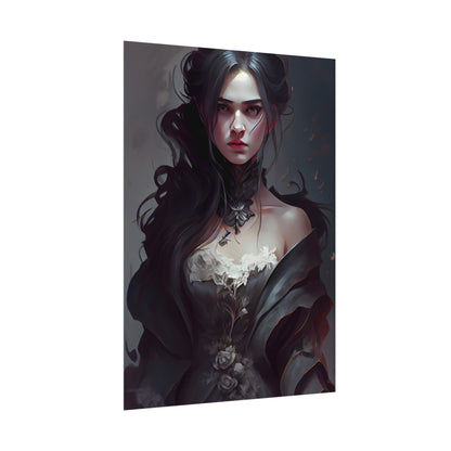 Black Haired Female Portrait: Elegant Outdoor Beauty - Poster