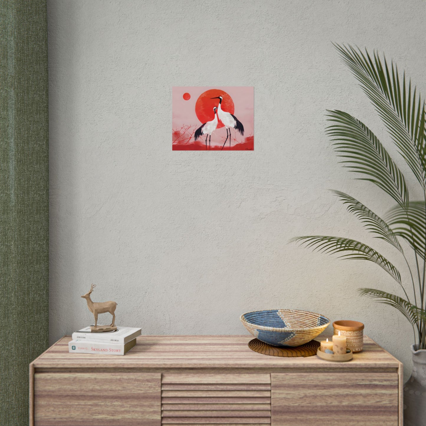 Peaceful Crane Sanctuary: Serene Landscape Nature Art - Poster
