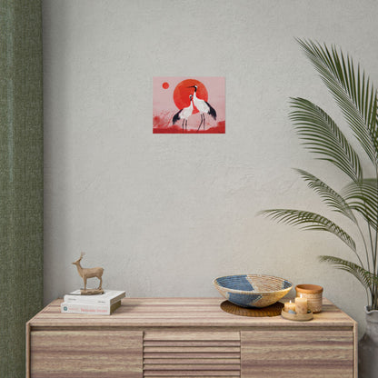 Peaceful Crane Sanctuary: Serene Landscape Nature Art - Poster