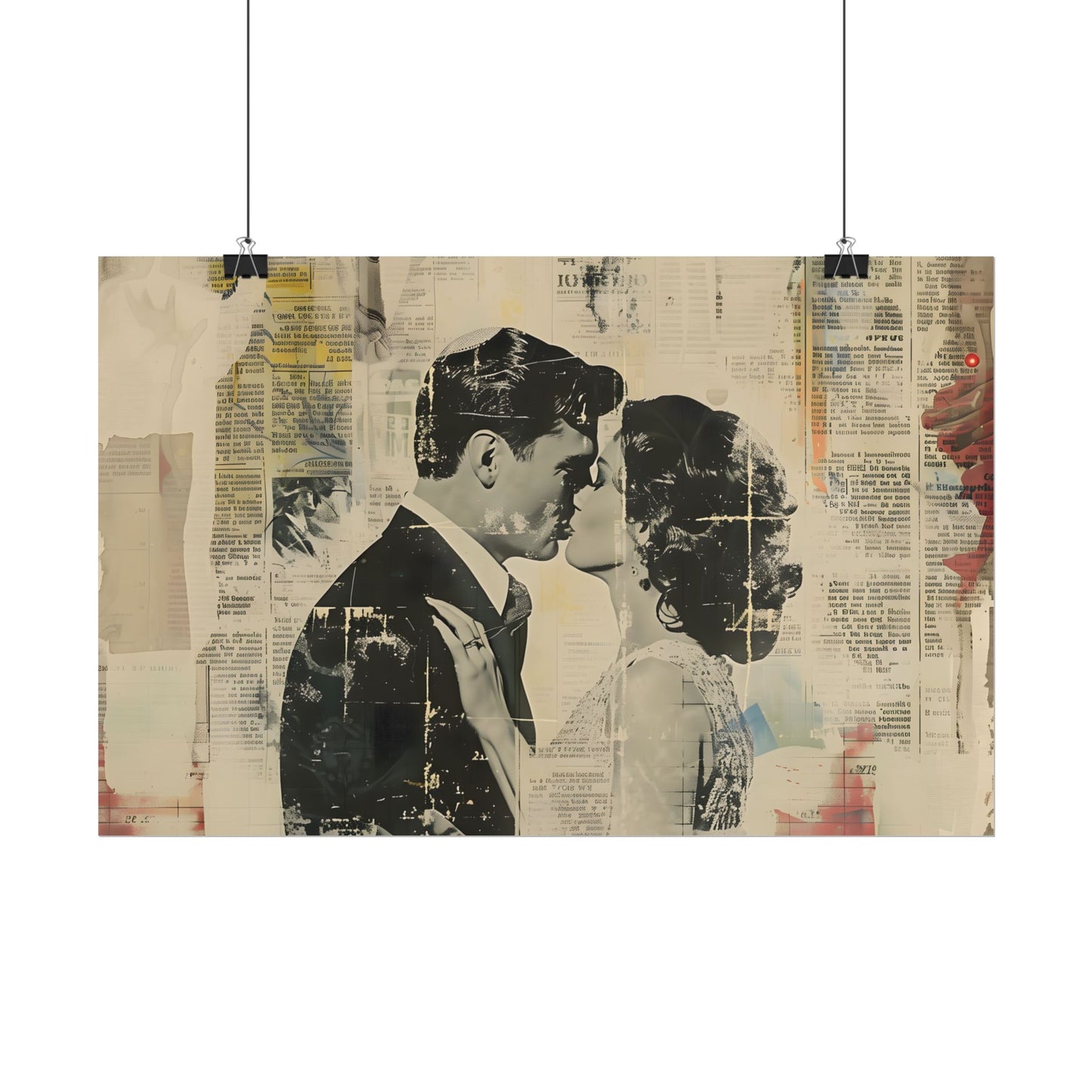 Vintage Romance: Celebratory Couple Art Poster - Poster