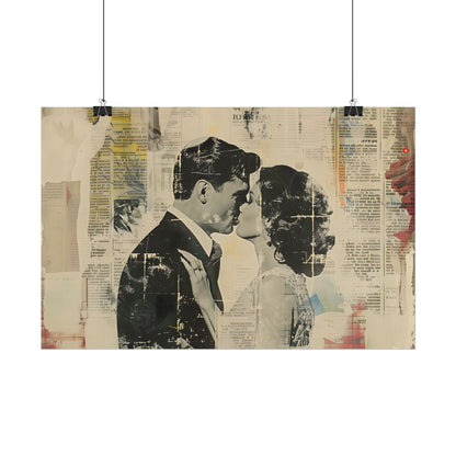 Vintage Romance: Celebratory Couple Art Poster - Poster