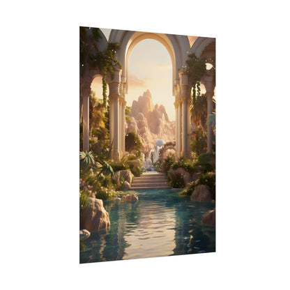Desert Oasis: Arabian Nights-Inspired Artwork at Golden Hour - Poster