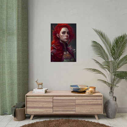 Realistic Red Hair Portrait: Soft Light Artwork - Poster