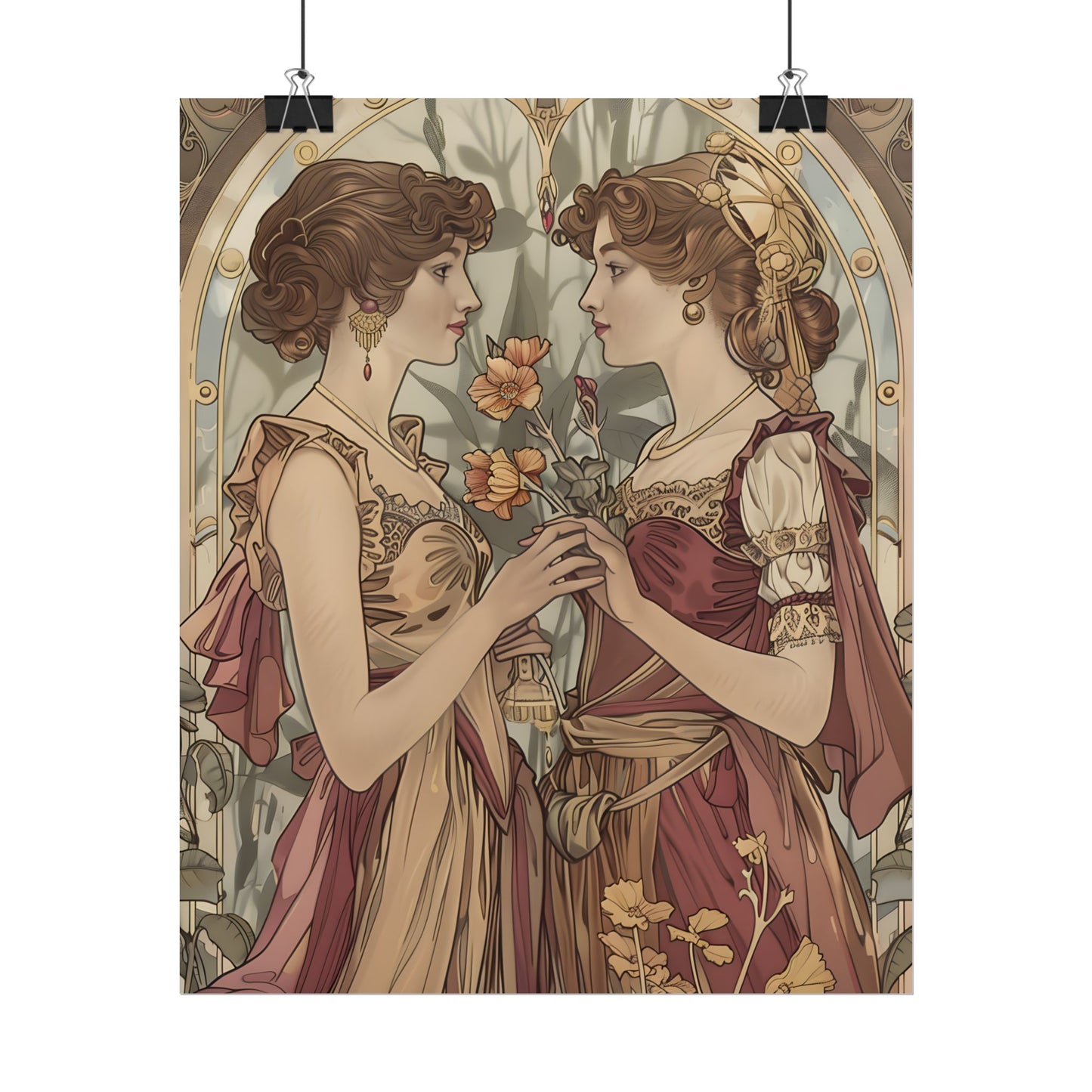 Middle Eastern Floral Beauty: Traditional Attire Digital Art - Poster