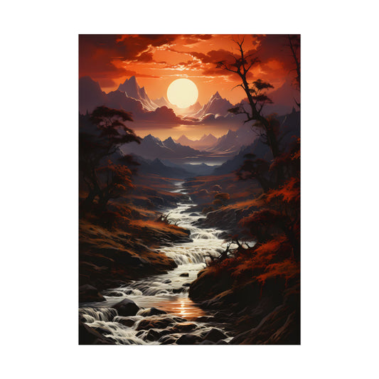 Captivating Falls: A Majestic Oil on Canvas Masterwork - Poster