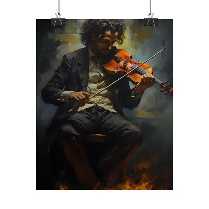 Mysterious Musician Portrait: Digital Artwork - Poster