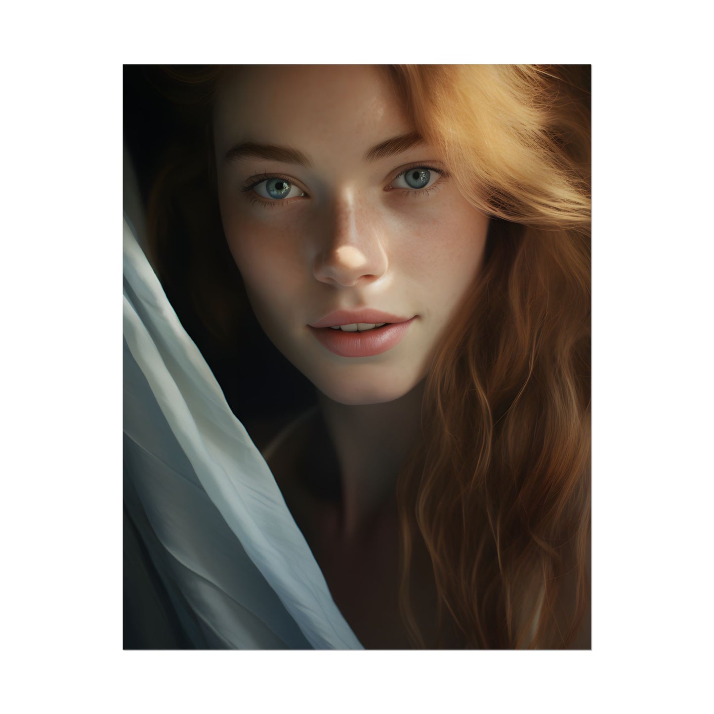 Close-Up Portrait: Bright Smile & Sharp Lips Artwork - Poster