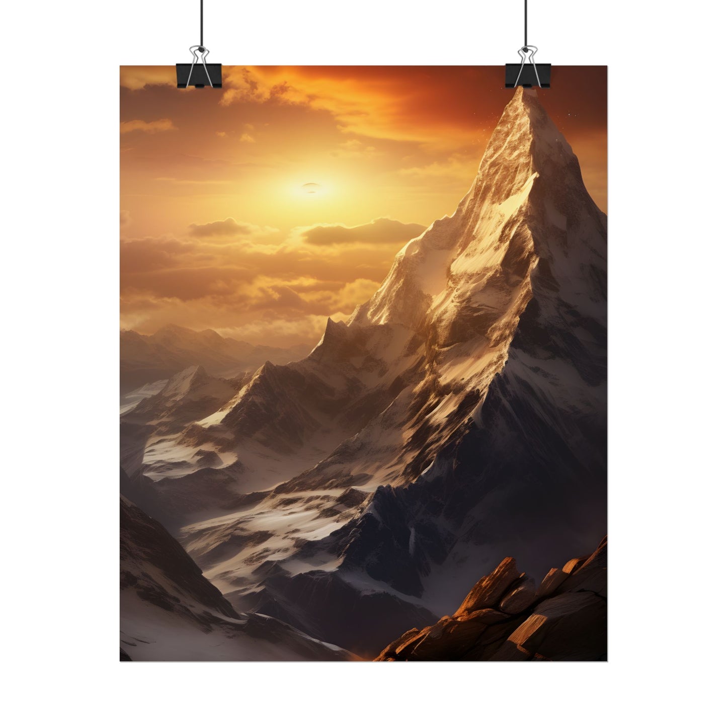 Majestic Mountain Summit: Epic Sunrise View - Nature Landscape Art - Poster