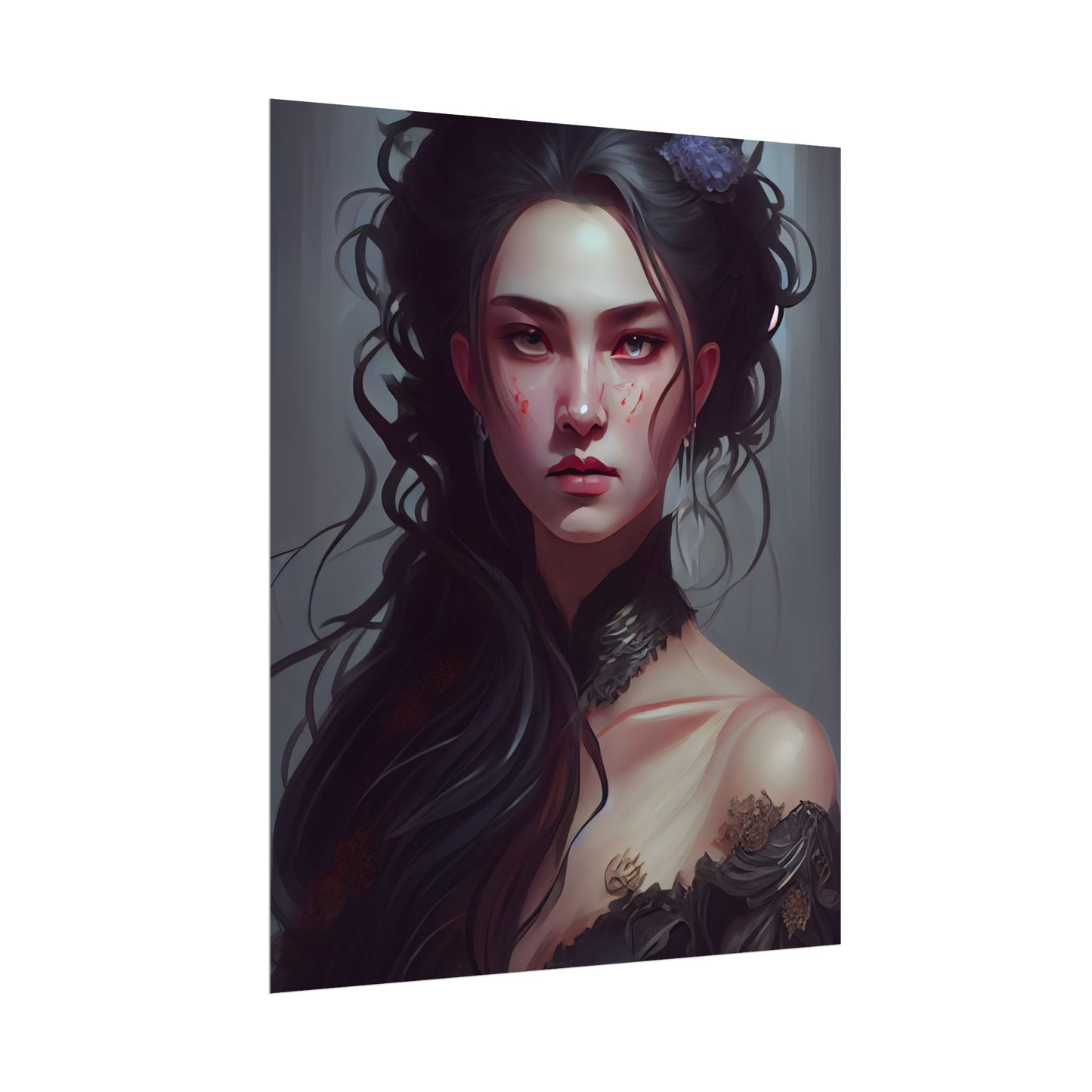 Astonishing Female Portrait: Dr. Black Hair Elegance - Poster